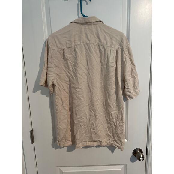 TOMMY BAHAMA button down M 100% silk cream beige - Picture 5 of 5